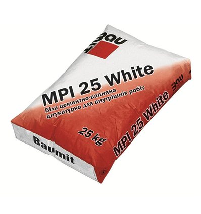 Штукатурка цементно-известковая Baumit MPI 25 White, 25кг