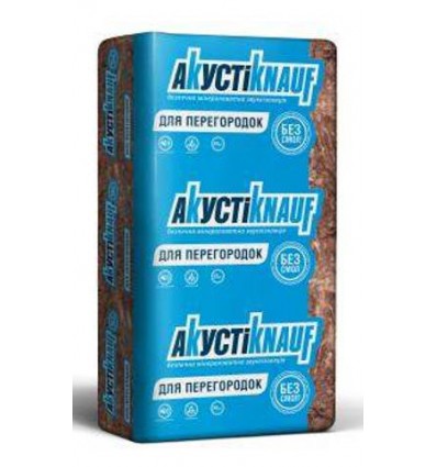 Вата АкустиKNAUF акустическая перегородка 50мм*610*1230, уп-12м2