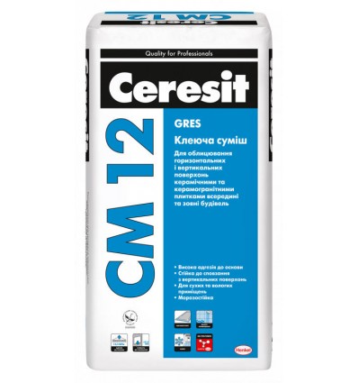 Клей Ceresit СМ-12 Gres для керамогранита Церезит, 25 кг